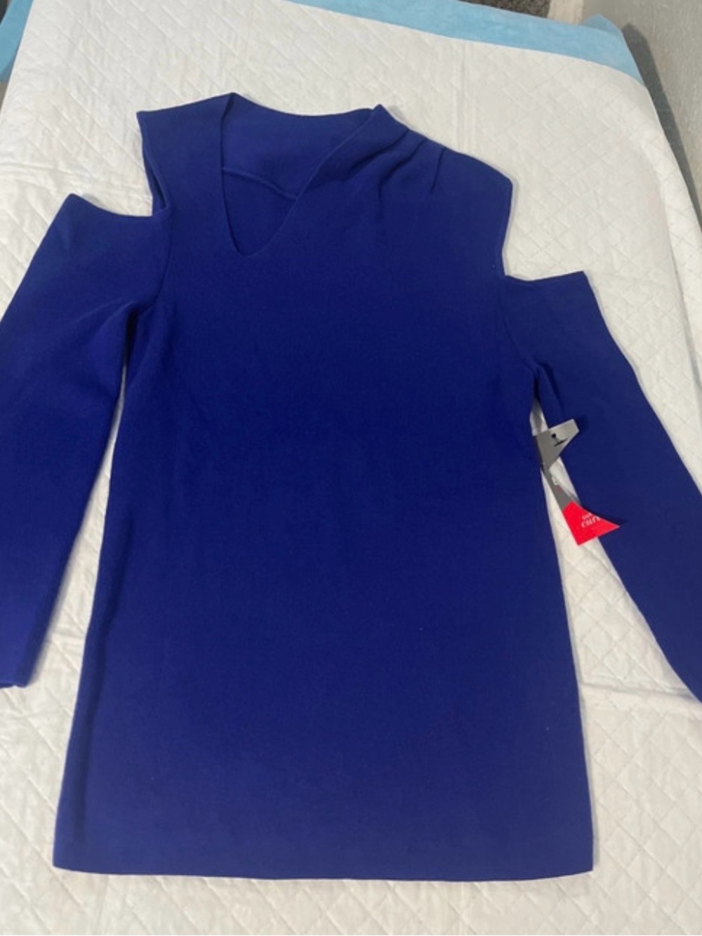 BOLD elements Royal Blue Cold-Shoulder V-Neck Long Sleeve Top